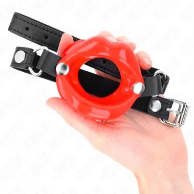 Lip 8cm Gag with Red Faux Leather Strap – Kink