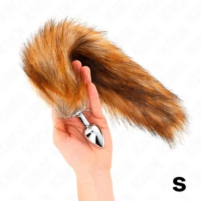 Anal plug size S 7 x 3 cm with 40 cm tail, brown – Kink