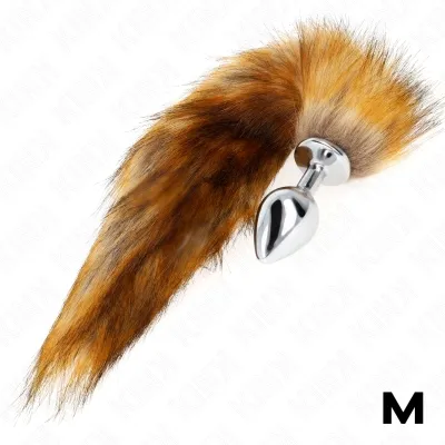 Anal plug size M 8 x 3.5cm with 40cm tail, brown – Kink