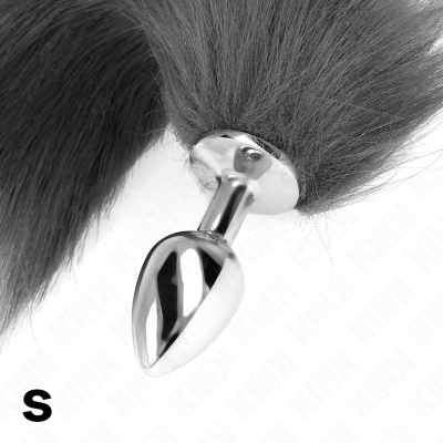 KINK - ANAL PLUG GRÃSSE S 7 X 3 CM MIT KUNSTSTOFFSCHWANZ 40 CM GRAU UND WEISS
