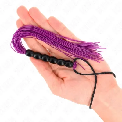 Mini silicone whip with 6 purple beads, 26cm – Kink