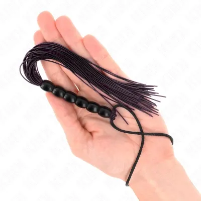 Mini silicone whip with 6 black beads, 26cm – Kink