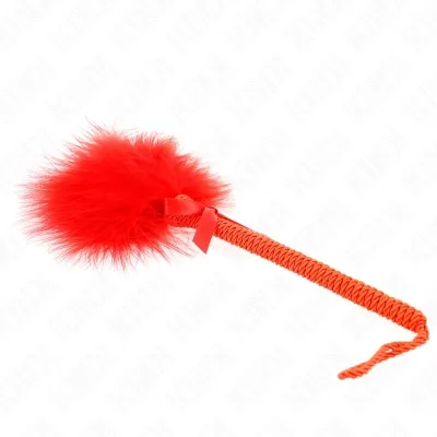 Nylon rope wand with pillow feathers and red bow 25cm – Kink