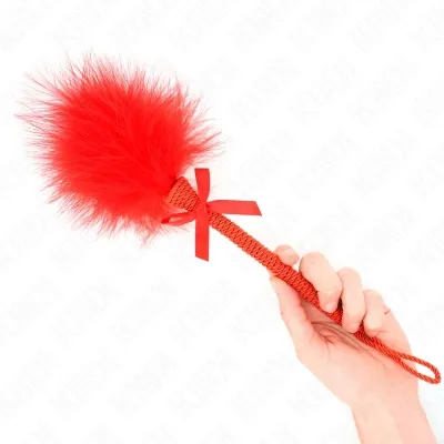 Nylon rope wand with pillow feathers and red bow 25cm – Kink