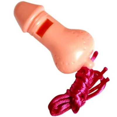 Pipe in the shape of a penis with a red band.