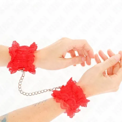 Elastic Lace Wrist Cuffs, Red – Kink