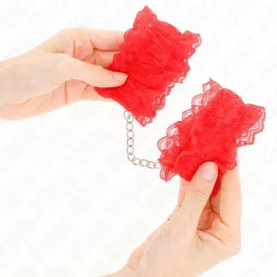 Elastic Lace Wrist Cuffs, Red – Kink