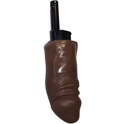 Brown finger attachment for a gas lighter, shaped like a finger.