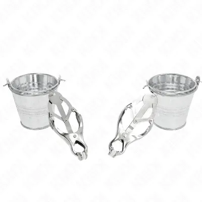Japanese cloverleaf nipple clamps with bucket, silver – Kink