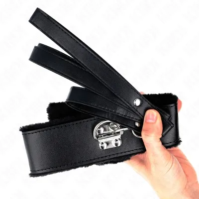 Halskette Mit Leine 116cm Mit Silbernen Nieten Modell 4 Schwarz – Kink