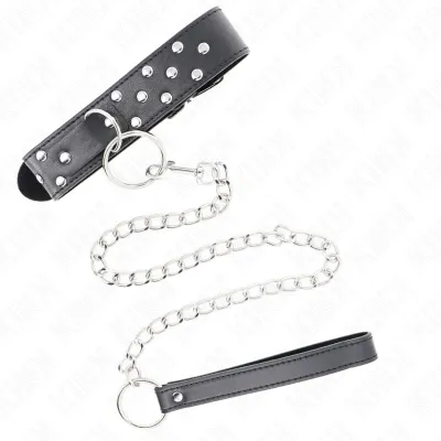 Ring Studded Band Necklace with Belt 65cm Black – Kink