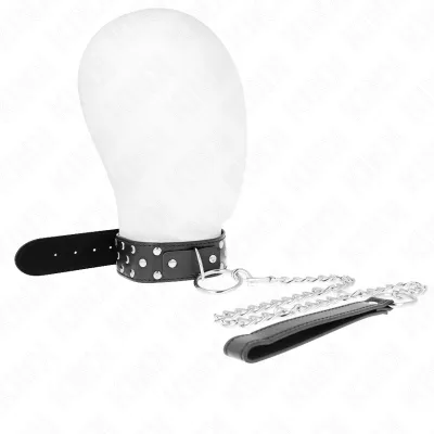 Ring Studded Band Necklace with Belt 65cm Black – Kink