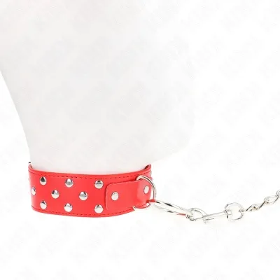 Ring Studded Band Necklace with Belt 65cm Red – Kink