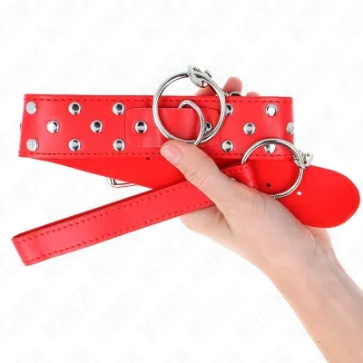 Ring Studded Band Necklace with Belt 65cm Red – Kink