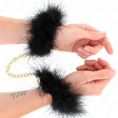 Spring-loaded wrist cuffs with gold chain, model 0 – Kink