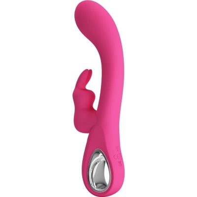 PRETTY LOVE - NOVAK RABBIT VIBRATOR 12 VIBRATIONEN ROSA hochkant links seitlich