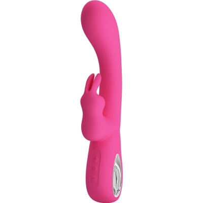 PRETTY LOVE - NOVAK RABBIT VIBRATOR 12 VIBRATIONEN ROSA hochkant seitlich