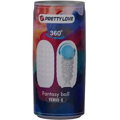 Bunte Verpackung mit der Aufschrift "Pretty Love", zeigt ein 360°-Design und den Text "Fantasy Ball Venus-X".
