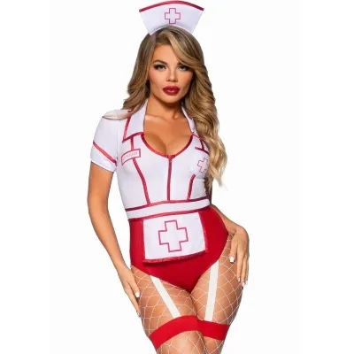 Sexy Krankenschwesterkostüm Rot/Weiss M – Leg Avenue