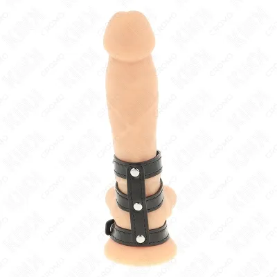 Dreifach Leder Penisring Mit Druckverschluss – Kink