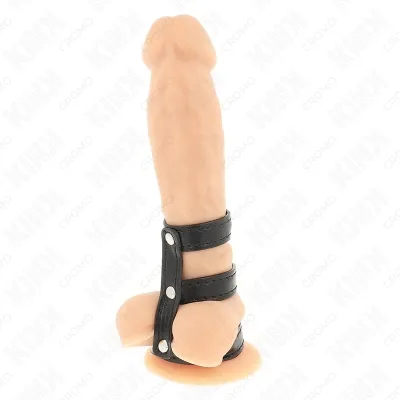 Dreifach Leder Penisring Mit Druckverschluss – Kink