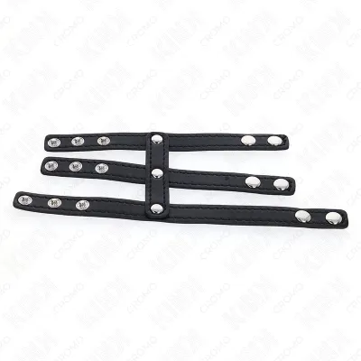 Dreifach Leder Penisring Mit Druckverschluss – Kink