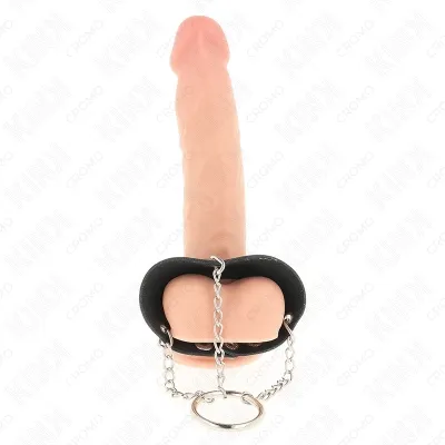 Penisring 4cm Kette 7cm Metall Mit Ledergurte – Kink