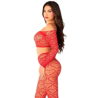 Crop Top + Strümpfe Rot Einheits – Leg Avenue