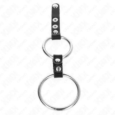 Doppelter Penisring 3.8cm Bis 5cm Durch Leder Verbunden – Kink