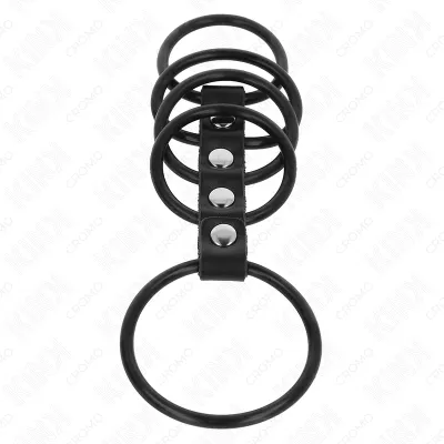 5 Penisringe Aus Silikon 3.8cm Bis 4.8cm Durch Leder Verbunden – Kink