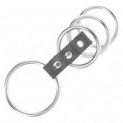 4 Metall Penisringe 3.7cm Bis 5cm Durch Leder Verbunden – Kink