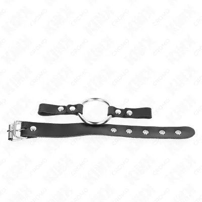 Leather penis ring with buckle closure, 22 x 2 cm, with metal ring, 4 cm – Kink