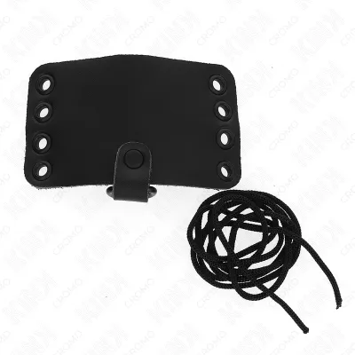 Leather penis ring with lace-up closure and shoelaces – Kink