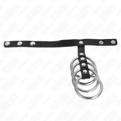 4 Metall Penisringe 3.8cm Verbunden Mit Lederband 22 X 1.5cm Und Druckverschluss – Kink