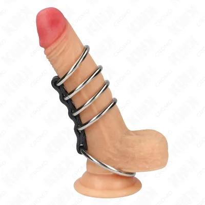 5 Penisringe 3.7cm Bis 5cm Metall Durch Leder Verbunden – Kink