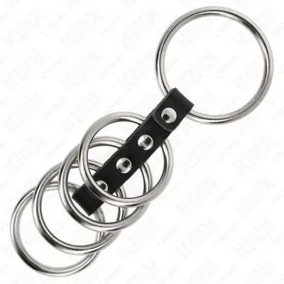 5 Penisringe 3.7cm Bis 5cm Metall Durch Leder Verbunden – Kink