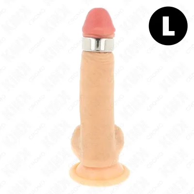 Spielzeug in Form eines Penis mit Saugnapf und Metallring, Größe L.