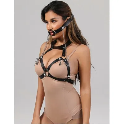 Bondage Lederriemen Brustklemmen Schwarz – Subblime