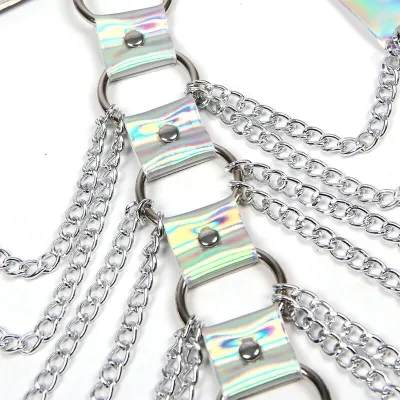Brustgurt Mit Ringen Und Ketten Silber – Subblime
