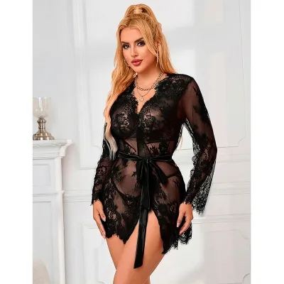 Spitzen-Nachthemd + String Schwarz L/Xl – Subblime