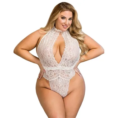 Spitzen-Bodysuit Weiss S/M – Subblime