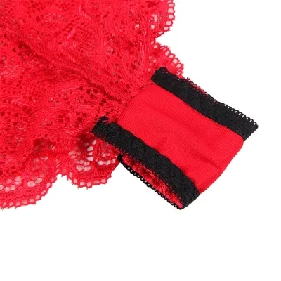 Nachthemd + Slip Aus Seide Und Spitze Rot L/Xl – Subblime