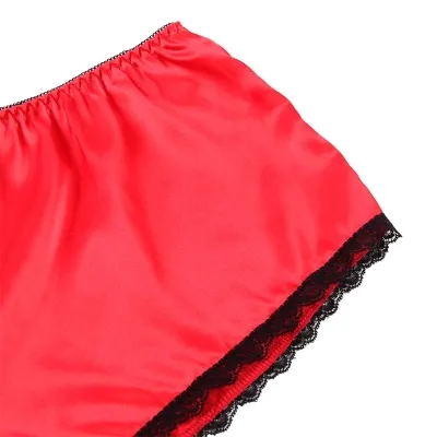 Nachthemd + Slip Aus Seide Und Spitze Rot L/Xl – Subblime