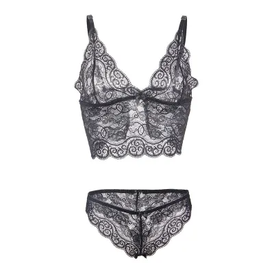 Nachthemd + Slip Aus Seide Und Spitze Schwarz L/Xl – Subblime