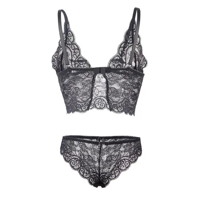 Nachthemd + Slip Aus Seide Und Spitze Schwarz L/Xl – Subblime