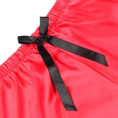 Lässige Seidennachthemd + Spitzenhose Schwarz/Rot L/Xl – Subblime
