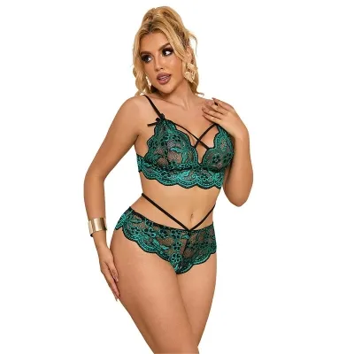 Bra + Panties Lace Green S/M – Subblime