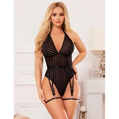 Bodysuit with Garter Belt Black S/M – Subblime