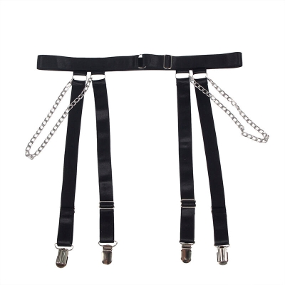 SUBBLIME - 954260 KÖRPER MIT KETTEN + STRUMPFGÜRTEL SCHWARZ S/M