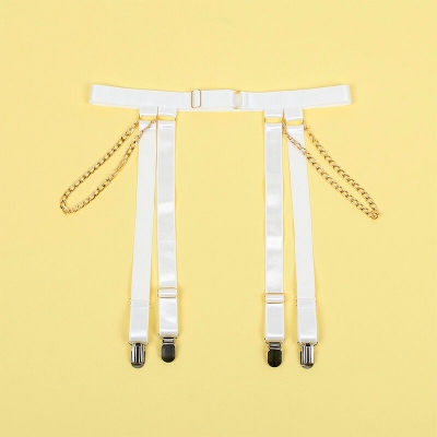 SUBBLIME - 954284 KÖRPER MIT KETTEN + STRUMPFGÜRTEL WEISS S/M